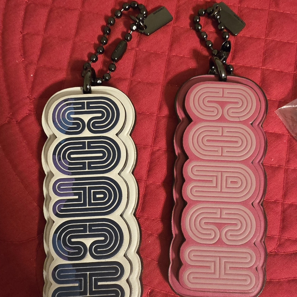 Large Coach Hang Tag Charm Keychain Blue OR Pink ( Buyers Choice)